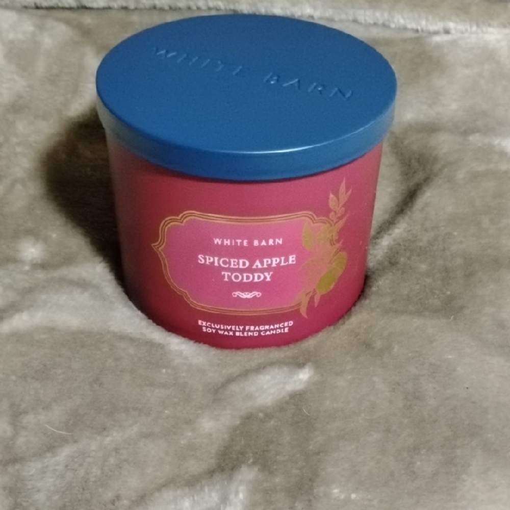 White Barn Spiced Apple Toddy 14.5 Oz Jar Candle - Red and Blue Lid